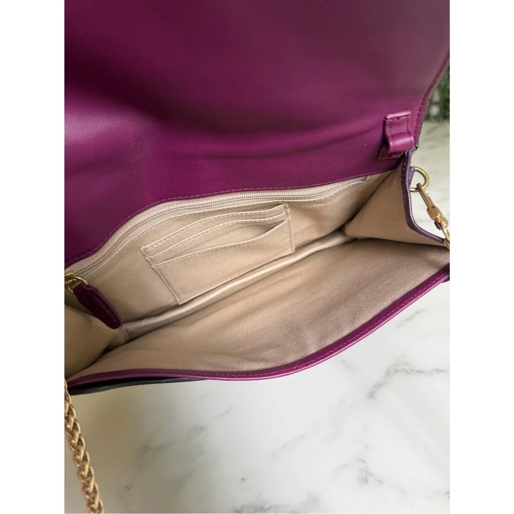COACH LEGACY LEATHER SLIM CLUTCH BRASS BLACK VIOLET PURPLE F50509 Crossbody Bag